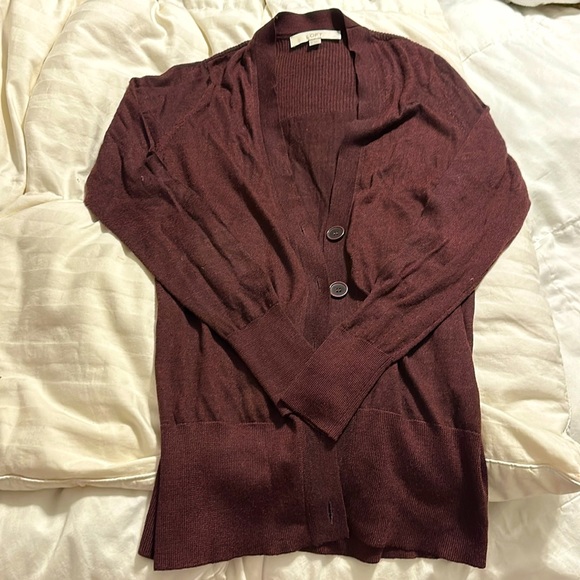 LOFT Sweaters - Loft - Maroon L/S Cardigan - Small
